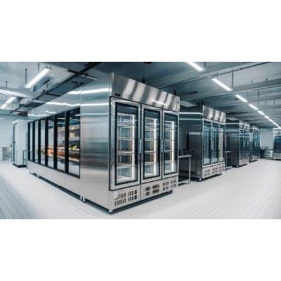 Industrial refrigeration units in a food manufacturing facility