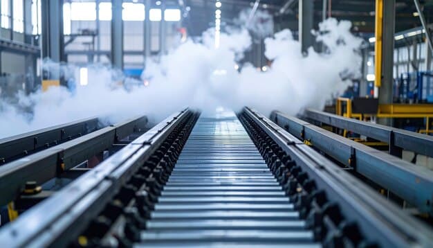 Industrial Manufacturing Environment with Smoke and Conveyor Line