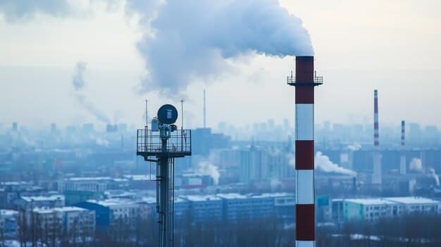 Industrial Pollution with Smoke Emissions in Urban Landscape