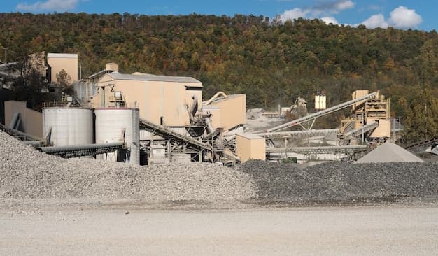Limestone or crushed stone factory in wooded valley