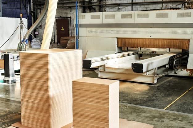 Blanks for wooden furniture at the factory. Joiner's shop. Wooden blanks for furniture. Industrial production of furniture. Furniture workshop.