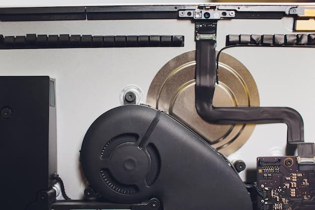 Process of computer repair engineer in white gloves disassembling computer