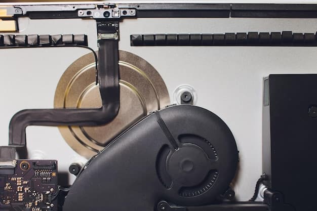 Process of computer repair Engineer in white gloves disassembling computer