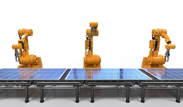 Automation factory with robot assembly line produce solar panels