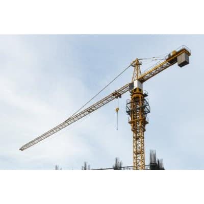 Tower cranes and mobile cranes on a construction site